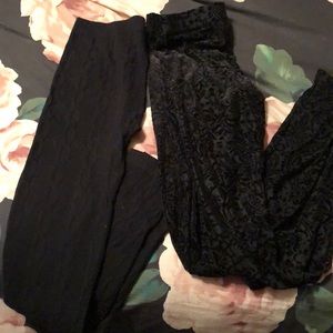 Cableknit and semi sheer footless tights